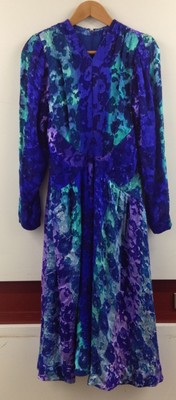 Pauline Trigere devore velvet dress 70's vintage
