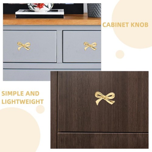 DOITOOL Brass Bow Shape Cabinets Knobs: Gold Drawer Pulls Decorative - 第 6/9 張圖片