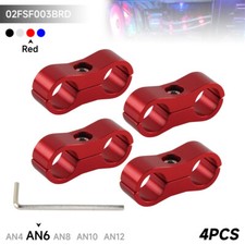 4PCS 6AN Red Aluminum Hose Clamps 13MM ID For 3/8 Braided Fuel Hose