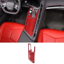 Car Central Control Storage Box Panel Red Carbon Trim For Corvette C8 2020