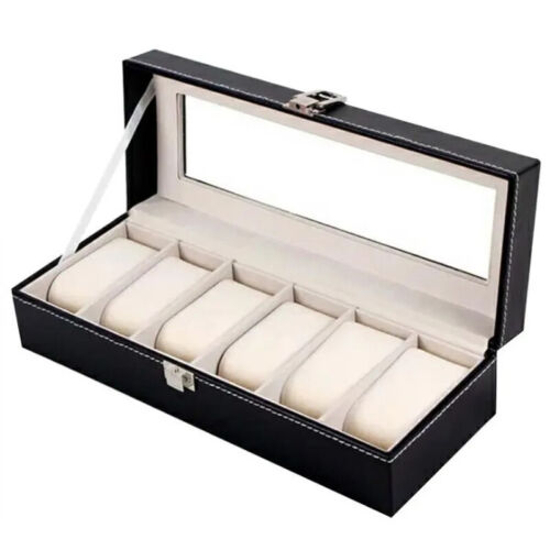 Watch PU Leather Watch Case Holder Organizer Storage Box Jewelry Boxes Display - Picture 1 of 30
