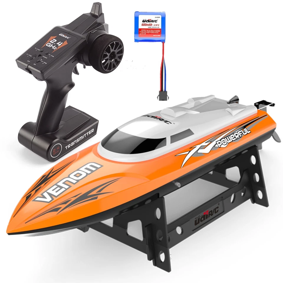 UDI RC Boat 2.4G High Speed Remote Control Electric Boat Orange Power Venom Gift - Image 3 of 4