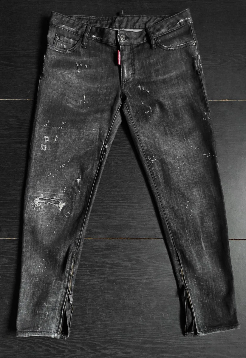 Authentic DSQUARED Womens Medium Waist Skinny Gray Denim Jeans Size IT 40