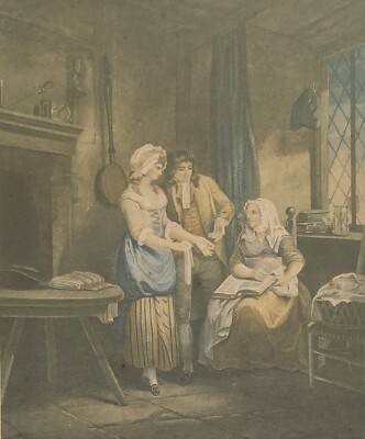 Antike gerahmte Gravur F. Wheatley ''''Die Verkleidungen'''' graviert von J.Eginton.
