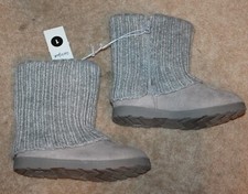 CAT JACK Girls' Youth Sz 1 SWEATER BOOTS gray w/ side zipper New w/ Tags