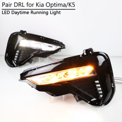 For Kia Optima K5 2019 2020 DRL Daytime Running Light LED Fog Lamp Cover w/ Turn
