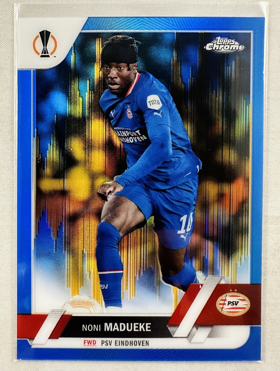 Noni Madueke 2022-23 Topps Chrome UEFA UCC Blue Gold Seismic #/75