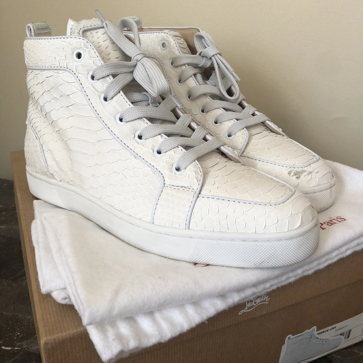 bruge Kalkun stå Christian Louboutin Matte Python White Size 42