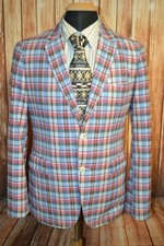 John Nordstrom Men's Multi Color Plaid 2 Front Button Sports Coat Sz 38R