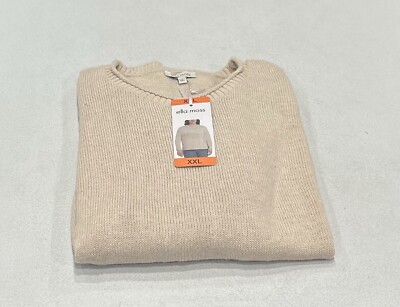 Ella Moss Women's Crewneck Cozy Long Sleeve Sweater, Tan, Size XXL