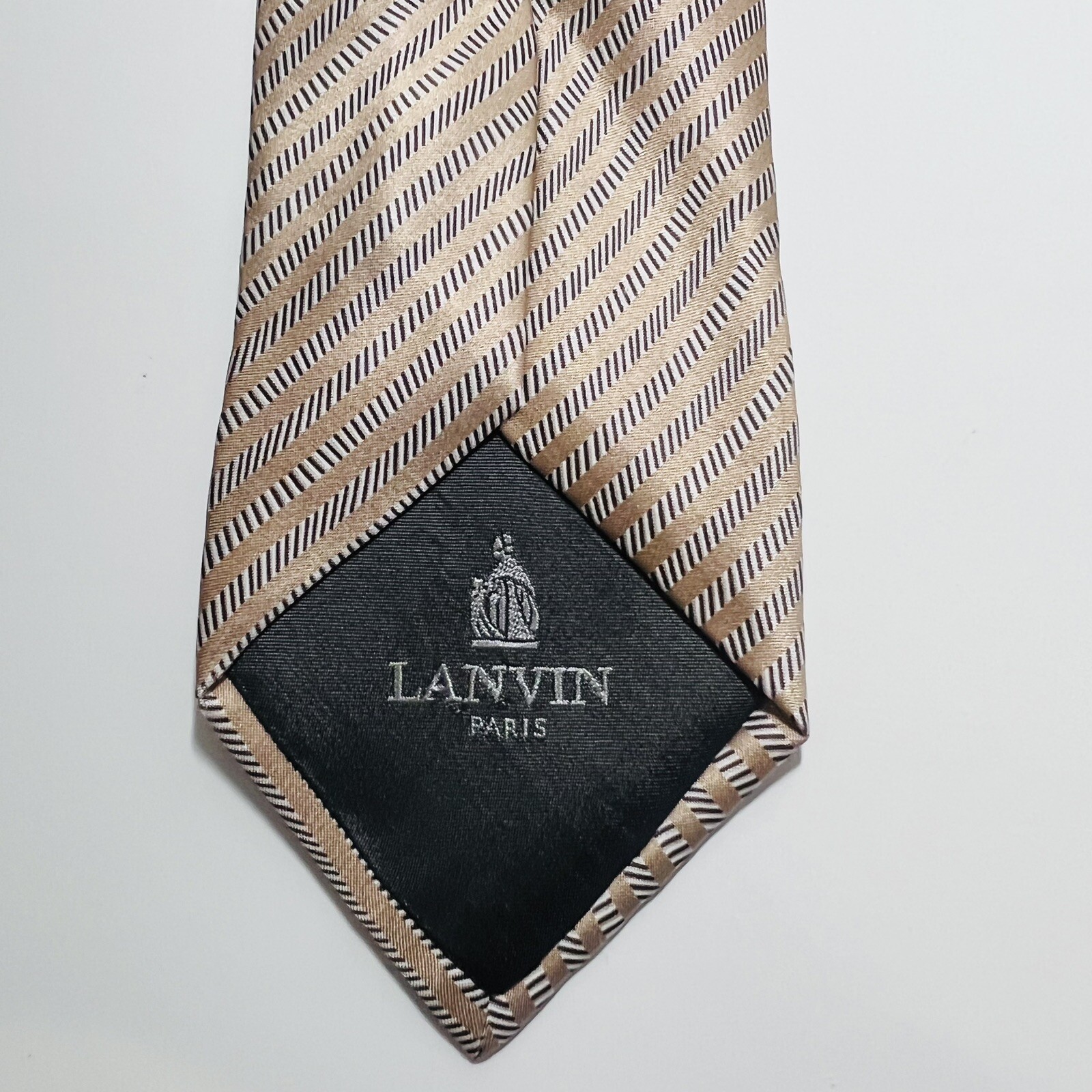 LANVIN Paris Modern/Recent Tan,Brown&Gray Striped… - image 4