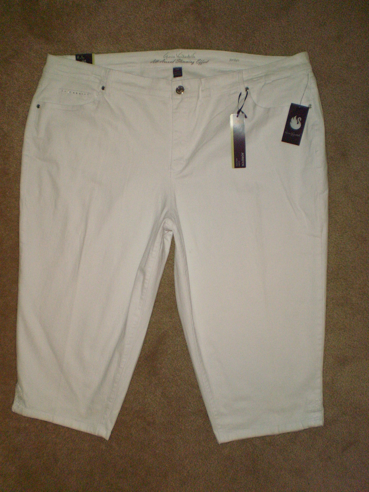 Gloria Vanderbilt Womens Mid Jordyn Denim Shell White Capri 