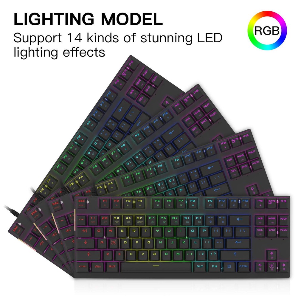 RGB Gaming Mechanical Keyboard with Anti-Dust Proof Switches and 87 Red Keys