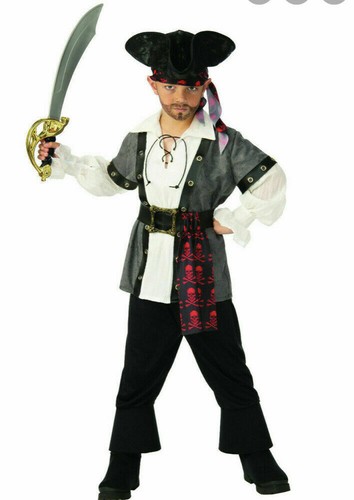 BUCCANEER PIRATE Costume Boys 8-10;10-12;FOAM SWORD-HAT-SASH-BELT-6 Piece-LOT-7 - Picture 2 of 10