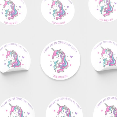 Unicorn Birthday Stickers, Party Decor, Colorful Thank You Stickers Bag Seals - 第 1/4 張圖片
