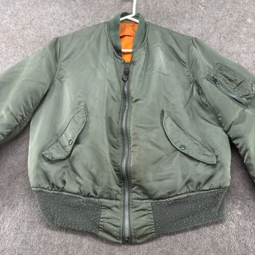 VINTAGE USAF Jacke Medium grün orange Bomber Flight MA 1 Alpha Industries 70er - Bild 4 von 24