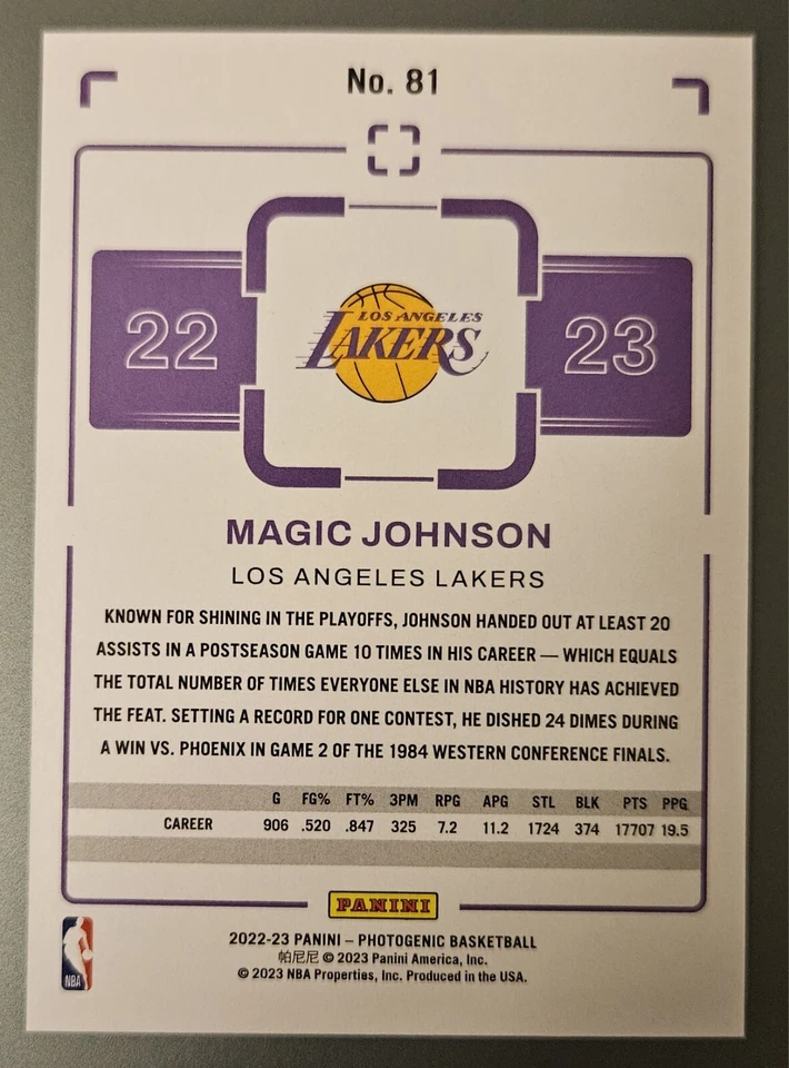 2022-23 Panini - Photogenic - Magic Johnson #81 - Image 2 of 2