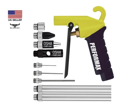 High-Flow Blow Gun 10 Piece Kit with assortment of modular tips and extensions