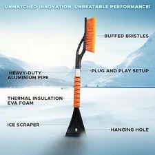 27" Aluminum Snow Brush with Ice Scrapers for Car Windshield and Windows