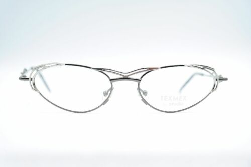 Vintage Tex Mex 4 967 Schwarz Silber oval Brille Brillengestell eyeglasses NOS - Bild 1 von 6