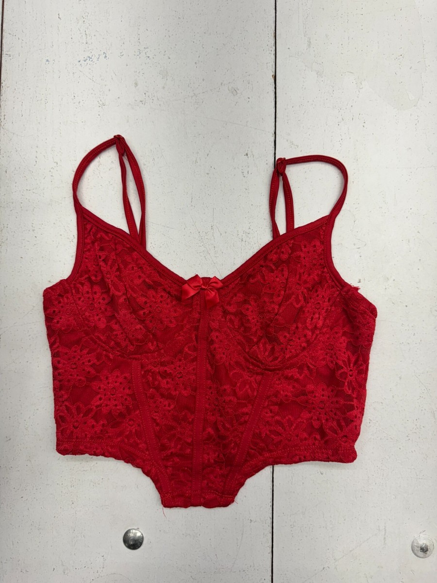 Shein Red Floral Lace Corset Tank Top Womens Size Small