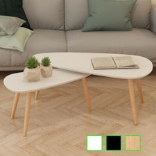 vidaXL Couchtische 2 Stk. Grau/Schwarz/Weiß Kiefer Massivholz 70 x 34,5 x 35 cm