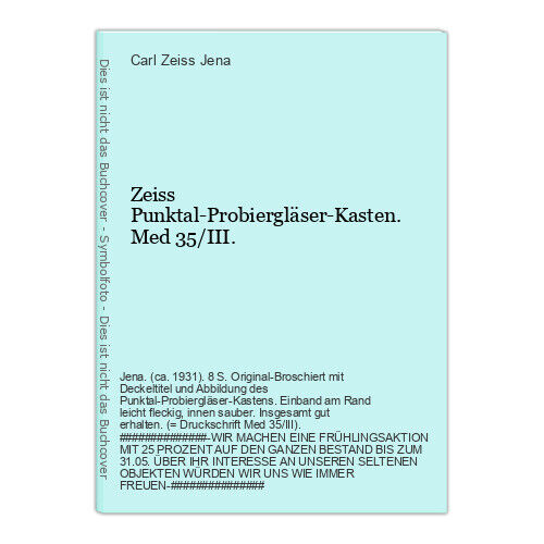 Zeiss Punktal-Probiergläser-Kasten. Med 35 / Iii. Carl Zeiss Jena - 第 1/1 張圖片