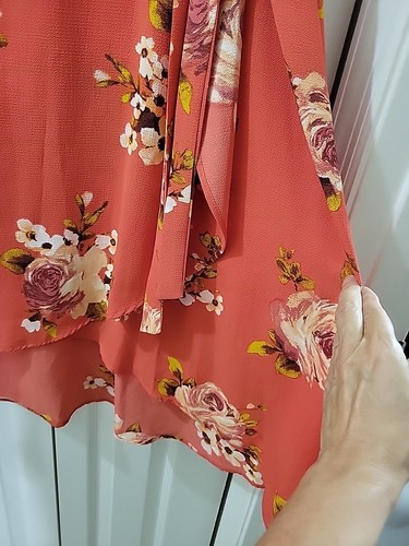 Bobeau Wrap Style Midi Skirt Womens Size XL Orange Yellow Floral - Picture 8 of 11