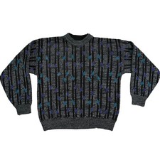 Vintage Grandpa Sweater Men's L Eclectic Geometric Pattern Multicolor Pullover