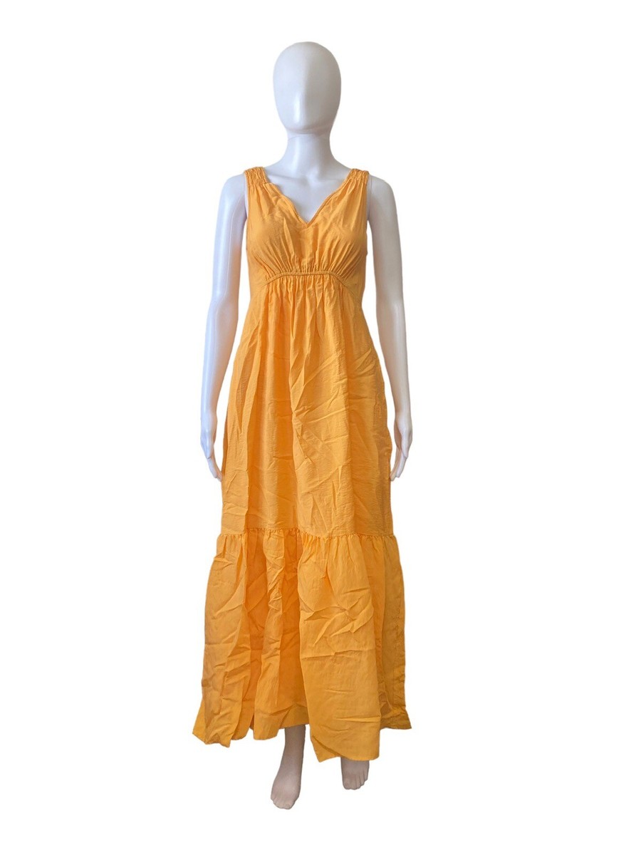 Anthropologie Yellow Tiered Max Dress Sleeveless V Neck Size XS Anthropologie Yellow Tiered Max Dress Sleeveless V Neck Size XS