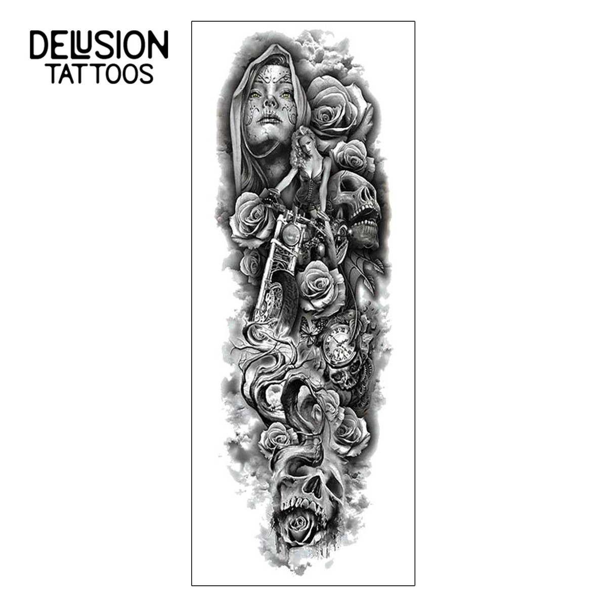 BeyondTattoos 5 Fogli Di Tatuaggio Temporaneo Tribale Nero, Impermeabile, Extra Lungo, 28 Cm, Per Tutte Le Età - Foto 10