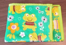 Handmade "Smiley Frogs" 30x45in Green Minky Plush Fleece Baby Blanket -Gift Idea