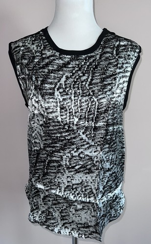 $335 NWT Helmut Lang Round neck Sleeveless Printed Gray Multi Top sz S - Imagen 3 de 10