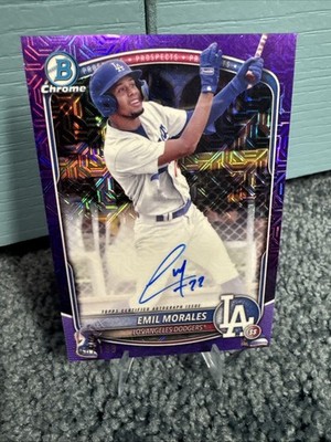 2025 BOWMAN CHROME MEGA BOX PROSPECTS AUTO EMIL MORALES PURPLE /199 Dodgers
