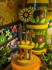 Vintage 70s Wooden OMC Otagiri counterpoint Japan Flower Mini Garden Tool Set