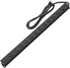 HHSOET Metal Wall Mount Power Strip, Mountable Outlet with 10 ft, Black