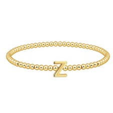 Gold Beaded Bracelets for Women, 14K Gold Plated C Initial Bracelets Trendy - 02