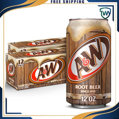 #ad Aamp;W Root Beer Soda Pop 12 fl oz 12 Pack Cans Classic Carbonated Refreshing US $4.25