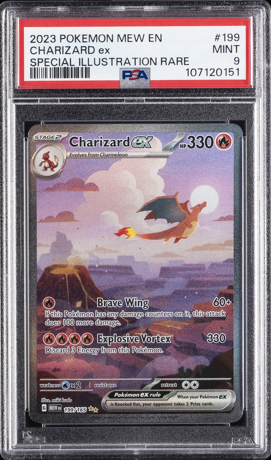 2023 POKEMON MEW EN-151 SPECIAL ILLUSTRATION RARE #199 CHARIZARD EX PSA 9
