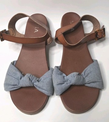 MIA Addilynn Fabric Knot Sandals Size 7.5 Women's Blueish Gray Bow Open Toe