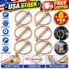 6 Pack 1/4 Inch Lynch Pins with Retaining Rings Galvanized Steel