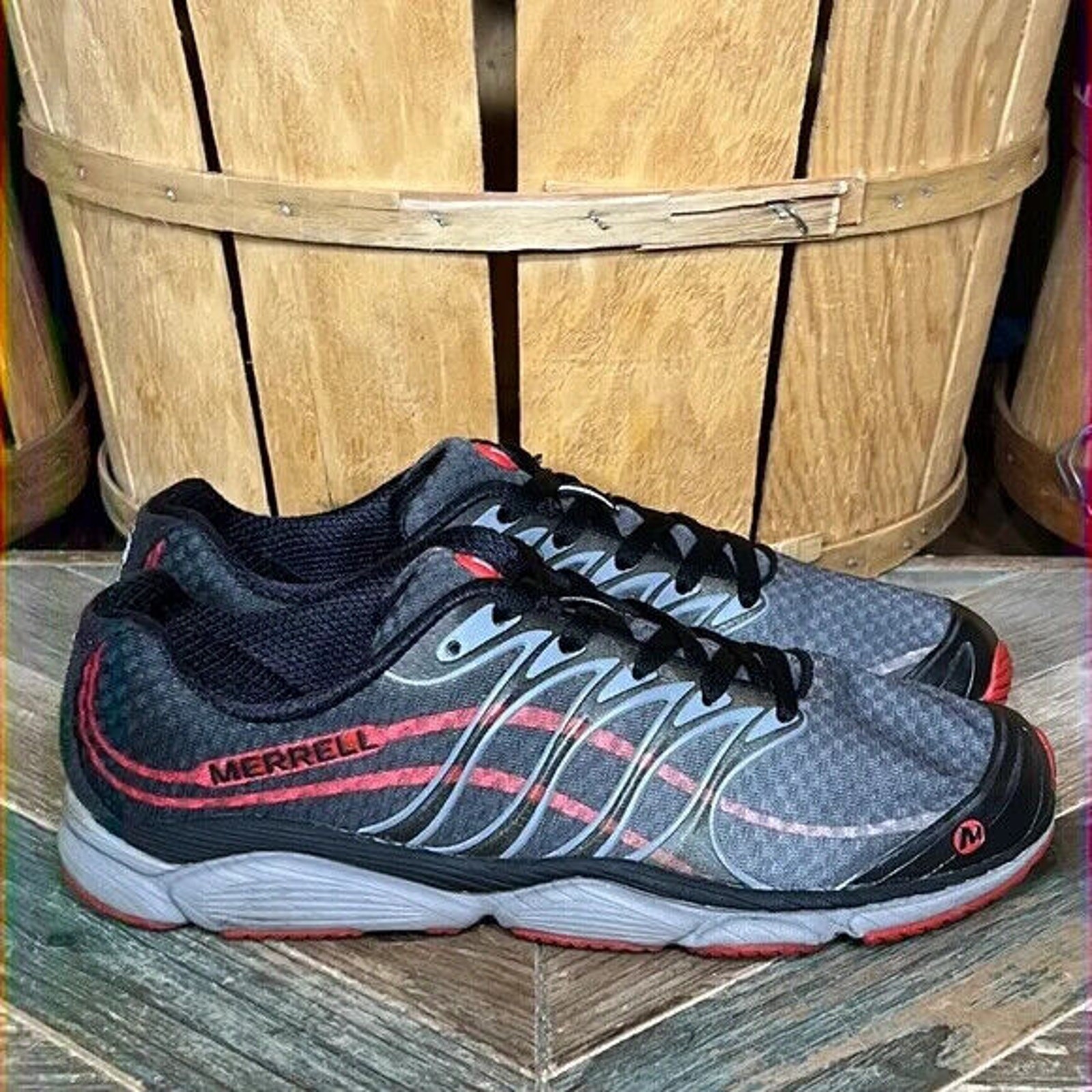 Scarpe da trail running Merrell All Out Flash grigio nero rosso minimalista da uomo taglia 8