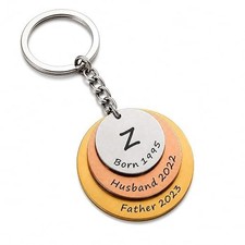 Personalized Family Milestone Keychain Custom Name Husband Initial Key Ring