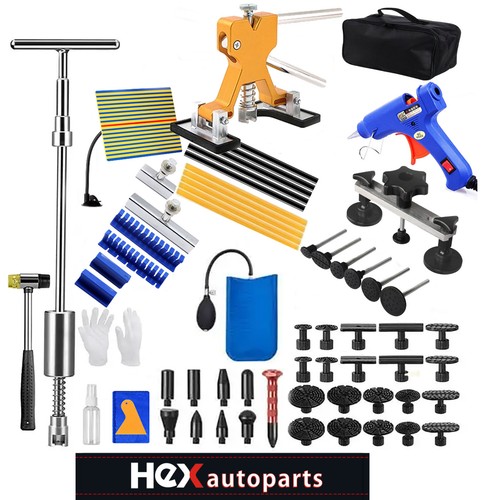 Dent Puller Hail Remover Kits,129pc Professional Car Paintless Dent Removal Tools Slide Hammer 2 1 T Bar Adjustable Dent Lifter Bridge Puller Auto Bo