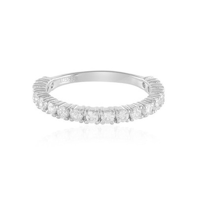 Natürlicher weißer Zirkon Damen Halb Ewigkeit Vorsteck Band Ring 925 Sterlingsilber