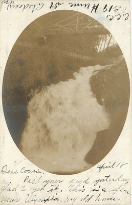 1908 Aberdeen Washington Beautiful Waterfall frame RPPC Postcard 26-2428