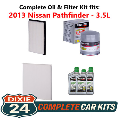 2013 Nissan Pathfinder 3.5L Complete Air, Oil & Cabin Filter Kit (5W-30)