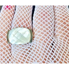 925 STERLING SILVER LARGE ABALONE RING SIZE 6.75 AT