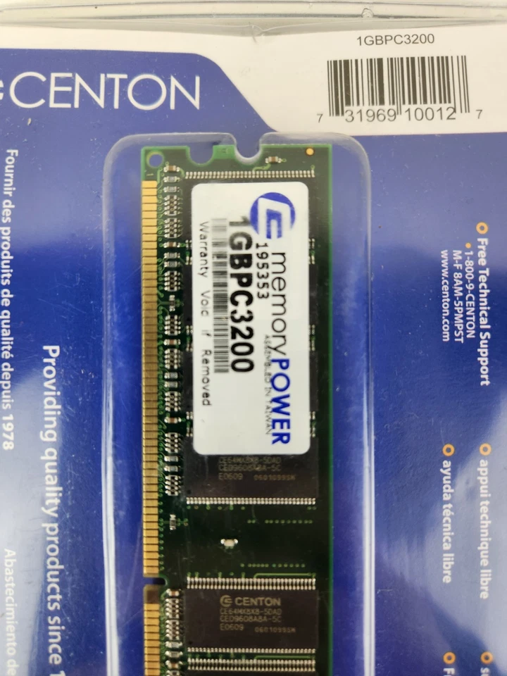 Desktop 1GB RAM DDR400 PC3200 DDR333 DDR266 Centon Electronics NEW - Image 3 of 3