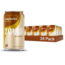 Zevia Zero Sugar Soda, Creamy Root Beer, 12 Oz Cans 24-Pack Natura
